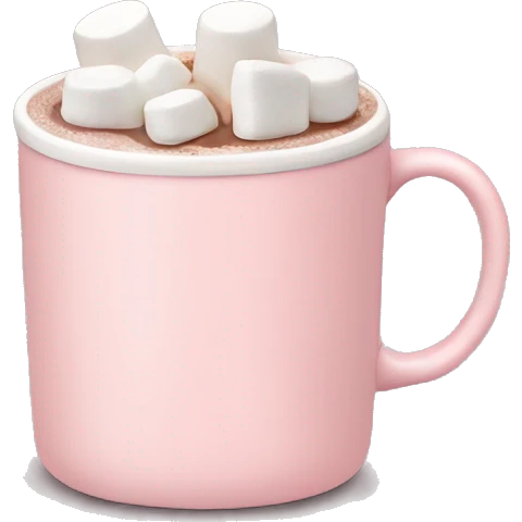 Light Pink mug of hot chocolate with marshmallows  emoji