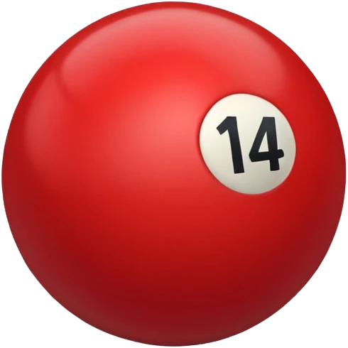 The number 14 on a red pool ball emoji