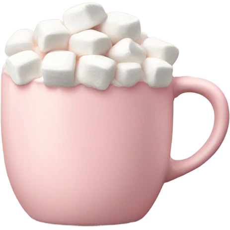 Light Pink mug of hot chocolate with marshmallows  emoji