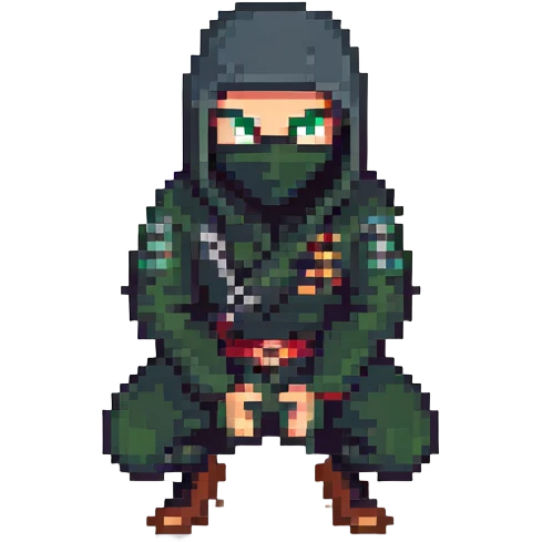 masked ninja crouching emoji