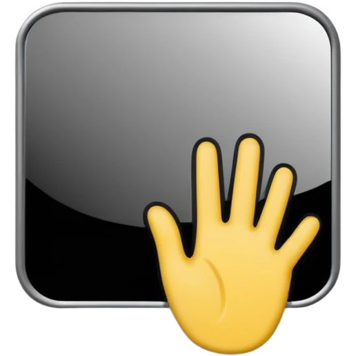 Minimalist emoji-style sticker of a mirror with a shadowy hand reaching out from within. Black and gray, flat icon, square format.

 emoji