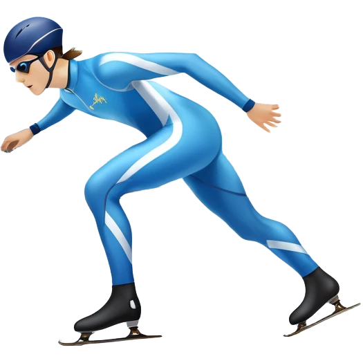 An icon showing a speed skater in a dynamic pose racing along a glossy ice track. The background features a clear blue sky, stadium stands with spectators, and snowy surroundings. Transparent background captures the speed, focus, and energy of professional speed skating. emoji