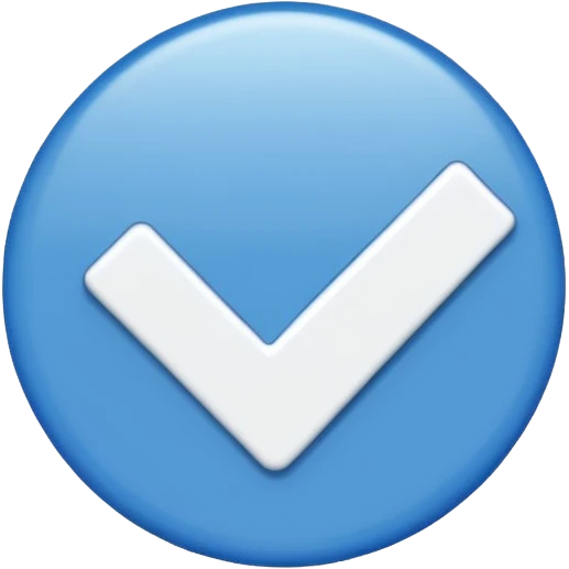 I want a verified emoji with the background all blue and inside there will be a stick "correct" in white". emoji