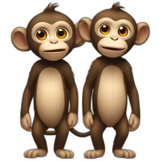 a couple of monkeys standing next to each other emoji