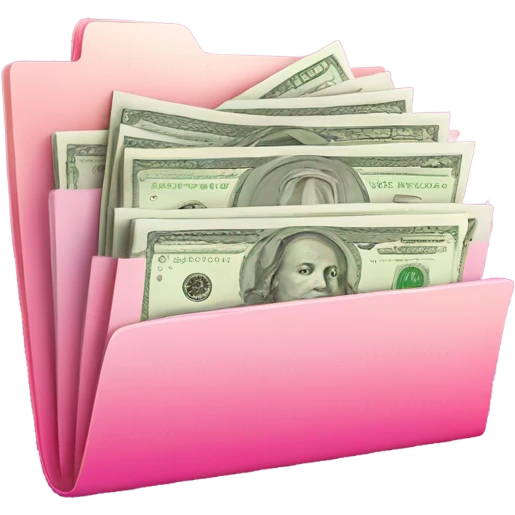 gradient pink shades folder with money documents emoji