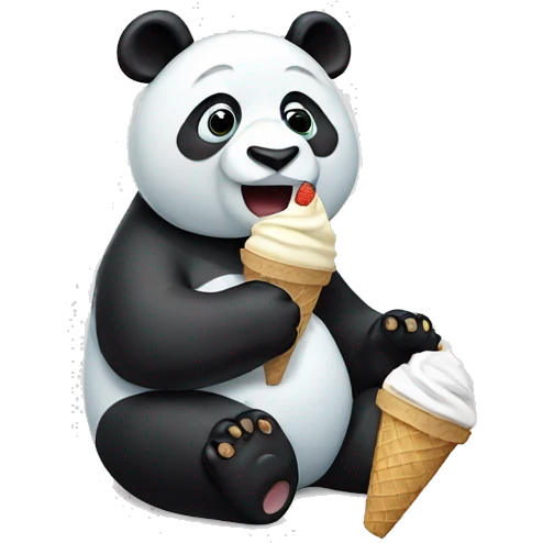 Panda eating ice cream emoji