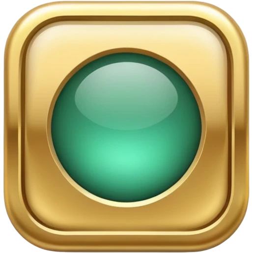 Jade and gold style rounded square icon button emoji