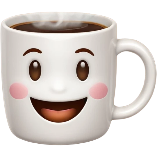 Java icon, classic coffee mug with rising steam, rounded and cheerful emoji style emoji