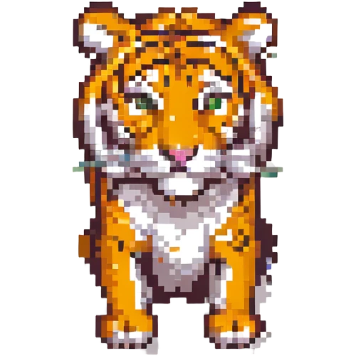 Add a pixel art jungle background while keeping the tiger as the main focus. emoji