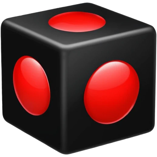 A black cube with a red r emoji