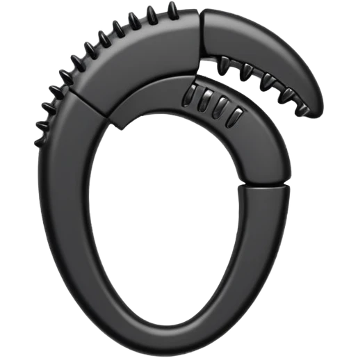 a curved hair accessory with teeth on both sides that hinge together, designed to secure hair in a vertical ponytail emoji