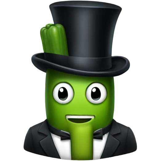 Pickle wearing tuxedo and top hat emoji