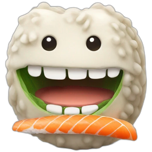 Creature eating sushi emoji