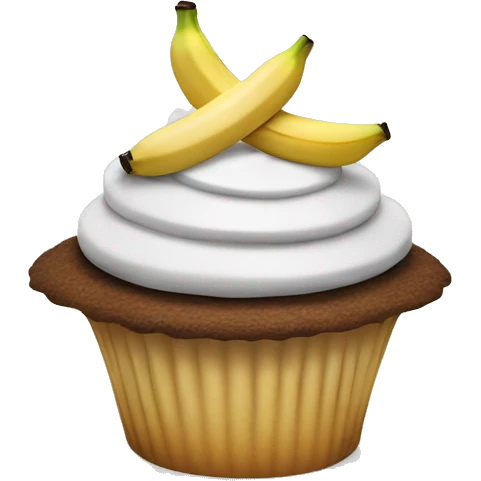 cupcake topped with a banana slice and nilla wafer emoji