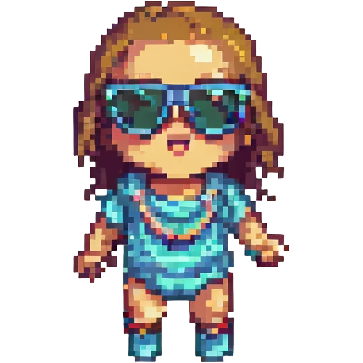 baby dancing with sunglasses, pixel art style emoji
