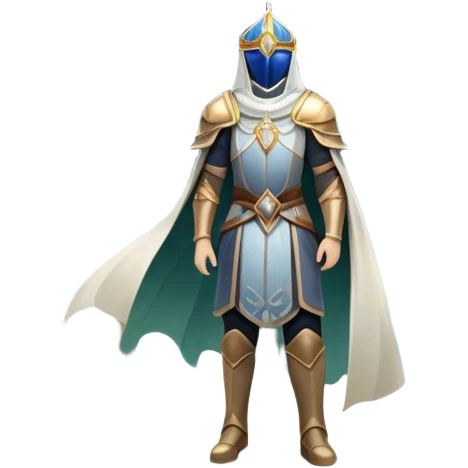 An icon featuring a hero with a closed visor, standing in a majestic, mystical landscape, inspired by RPGs like Elden Ring. The design includes a stunning, ethereal background with towering castles and distant mountains, symbolizing the adventure and mystery. Transparent background emoji