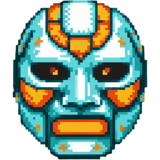 teal and orange luchador mask emoji