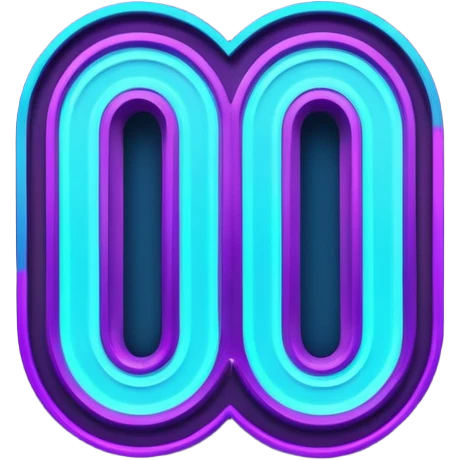 futuristic glowing neon “100” sign, purple and cyan glow, dark background emoji