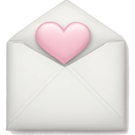 white envelope with a light pink heart emoji