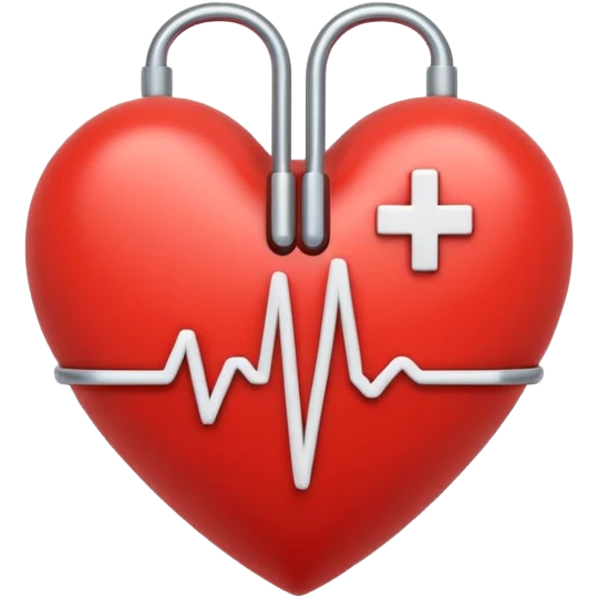 Minimal line-art icon of a heart with a pulse line inside, clean modern style, simple outlines, no background, transparent, represents “medical challenges / health difficulties emoji