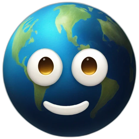 planet earth with cartoon face with smiling eyes emoji