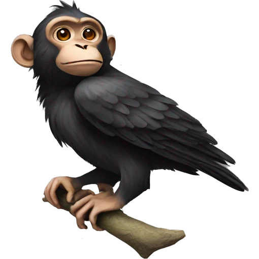 Monkey with crow tattoo emoji