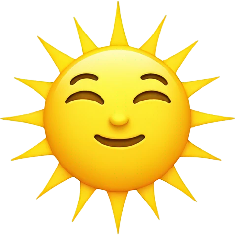Yellow sun, radiating yellow beams emoji