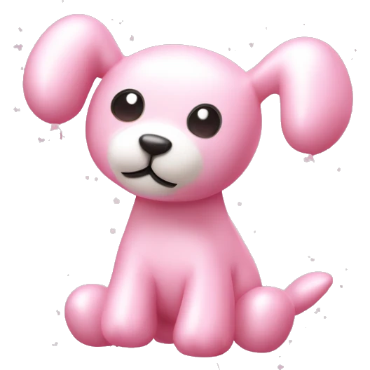 Pastel Pink Balloon Animal "A pastel pink balloon animal shaped like a dog, glowing softly with a shimmery finish and surrounded by tiny floating sparkles." emoji