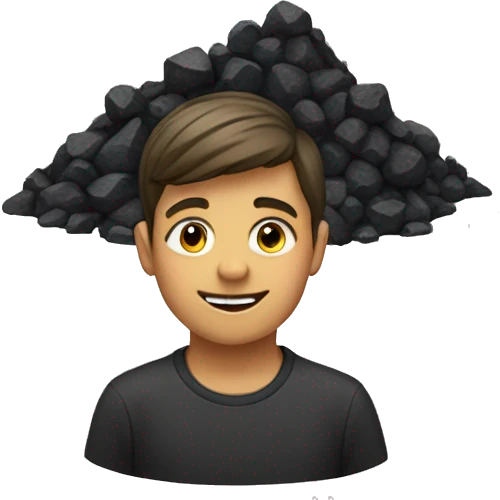a boy and a mountain of coal emoji