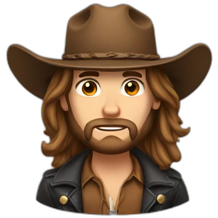 Cow boy with long hair and scars and a beard emoji