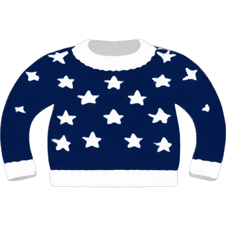 Navy blue knitted sweater with white stars on it  emoji