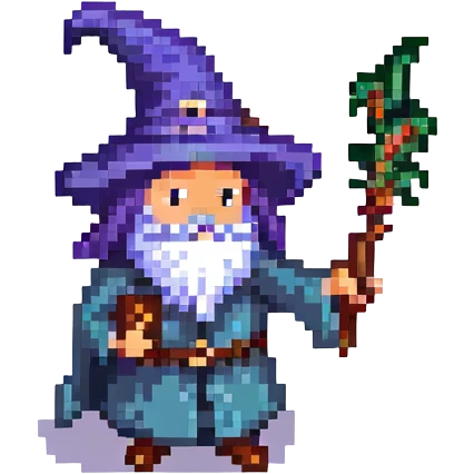 wizard bean casting a spell pixel art emoji