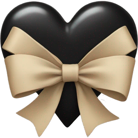 black heart with beige bow emoji