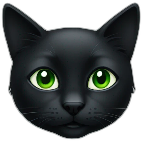 Black-cat-green-eyes-no-tail emoji