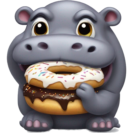 Mad hippo eating donut emoji