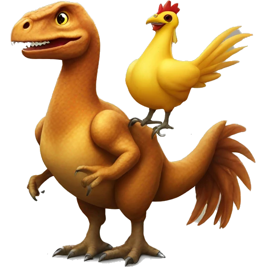 Dinosaur riding a chicken emoji