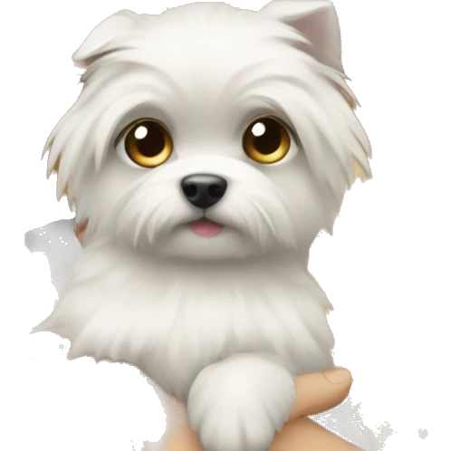 Blonde girl blue eyes holding spitz  emoji