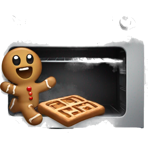 Oven with gingerbread man trying to escape  emoji