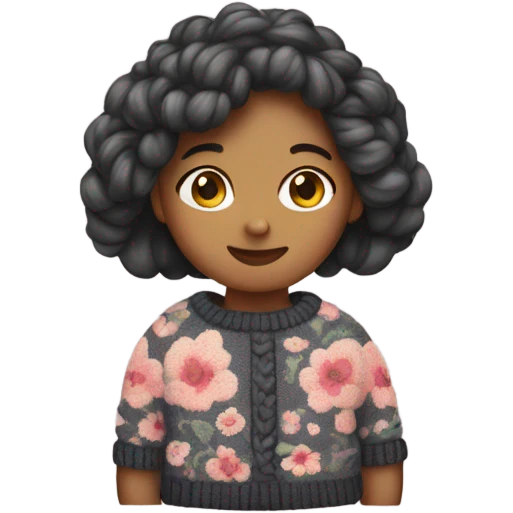 Knit floral sweater girl emoji