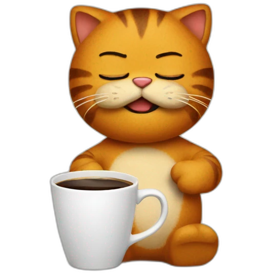 Garfield with coffee emoji