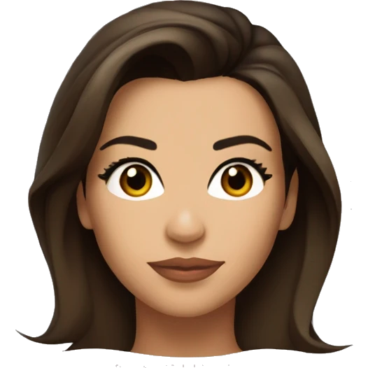 3/4 face, contrasted, shadow, light, Eva Longoria expression, thin nose, brunette woman, hazel eyes, long eyelashes, dark shoulder shaded hair, white t-shirt emoji