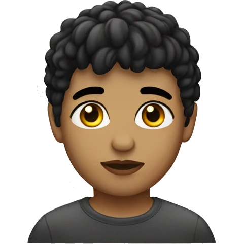 Light skinned teen with short black mullet mid fade emoji