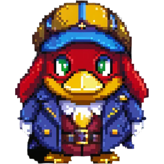 King Dedede from Kirby in detective attire, pixel art style emoji