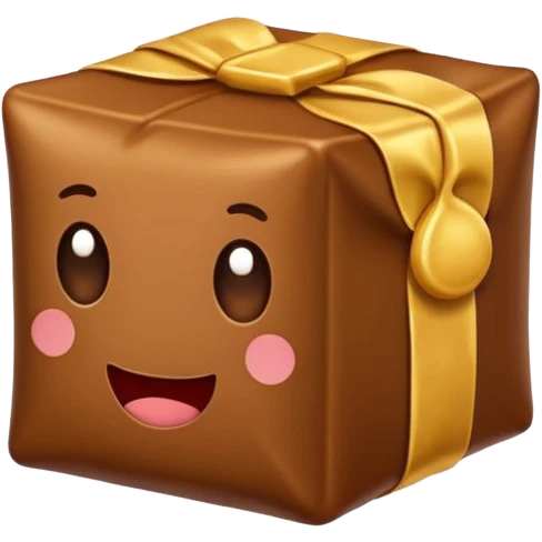 cartoon beef stock cube, brown and gold wrapper, emoji style emoji