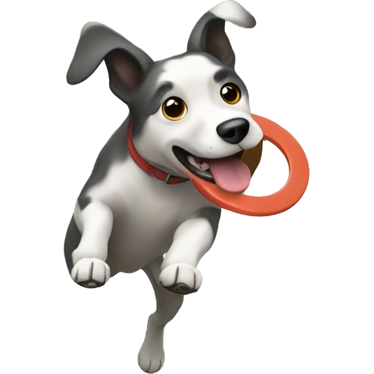 Dog catching frisbee emoji