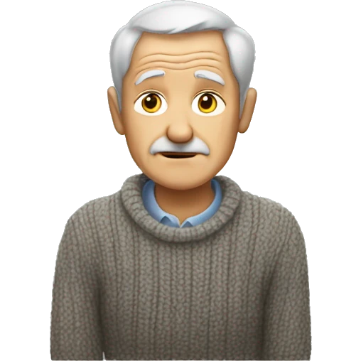 thoughtful old man in sweater emoji