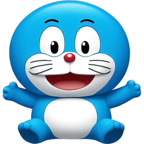 Doraemon with happy face emoji