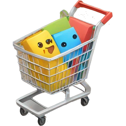 shopping cart with boxies emoji