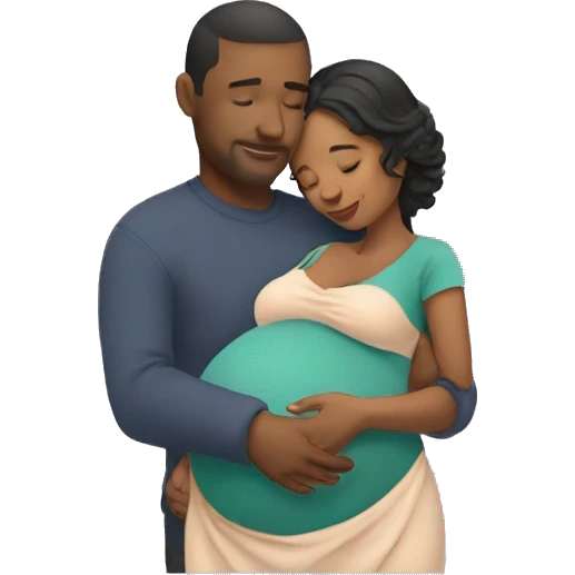 Man hugging pregnant woman emoji