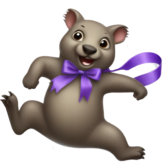 Dancing wombat with a big ribbon emoji